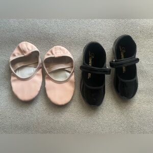 Ballet shoes (size 8) and tap shoes (size 9)